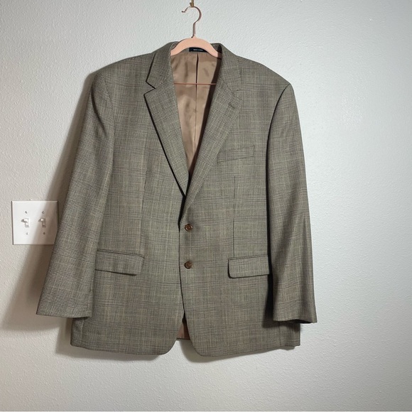 Lauren Ralph LaurenBrown/Black Houndstooth Plaid Wool Sports Coat/Blazer 46R